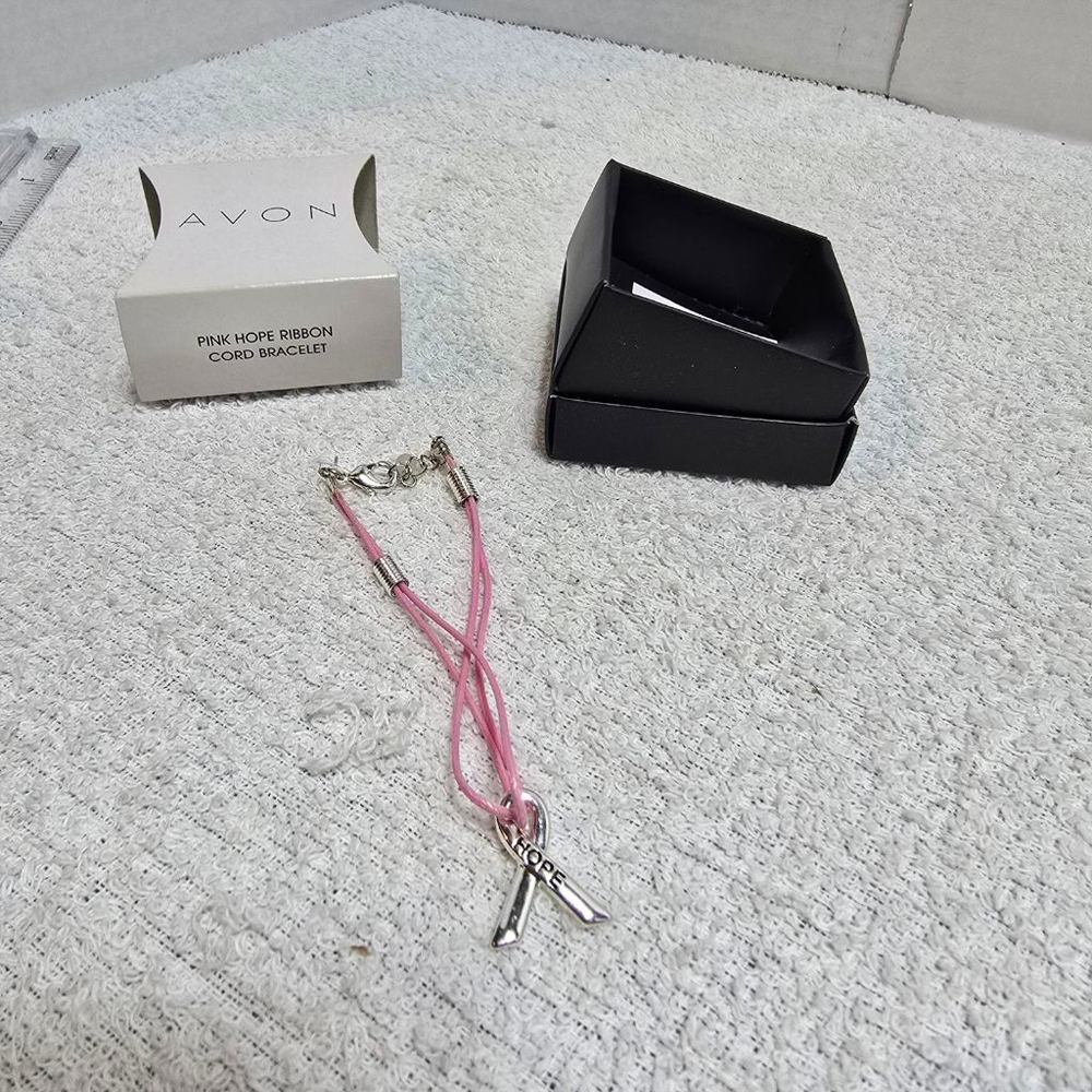 Women's Avon Pink Hope Ribbon Cord Bracelet One Size Pink Silver
